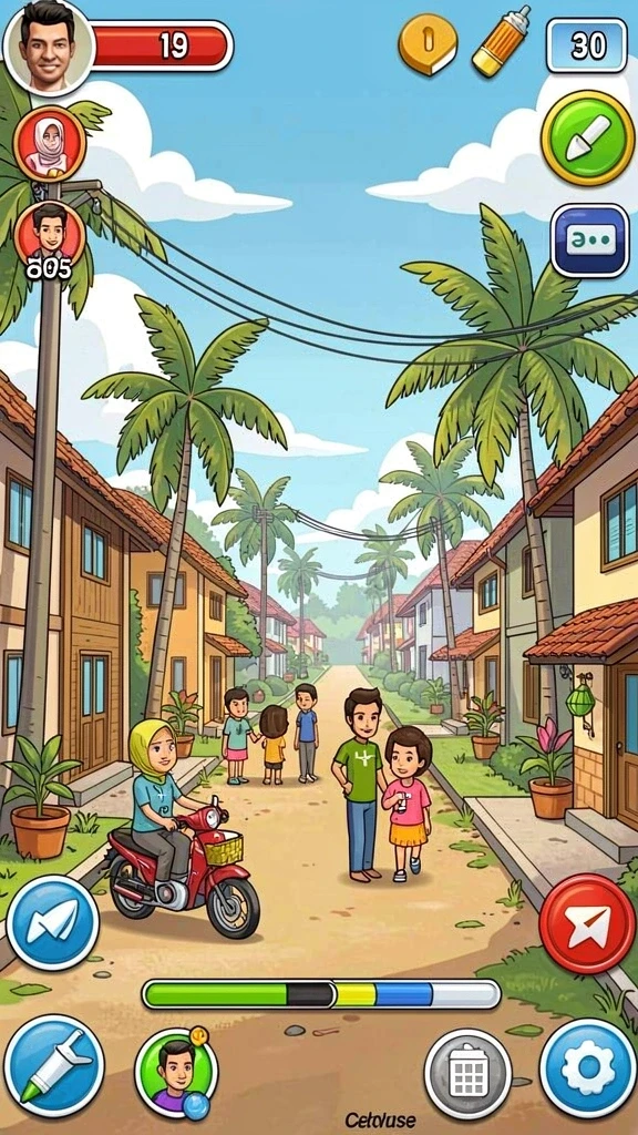 Screenshot menunjukkan karakter utama dalam pertempuran epik.