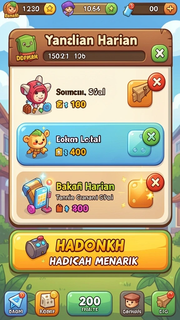 Gambar karakter yang lucu dan beragam dalam game.